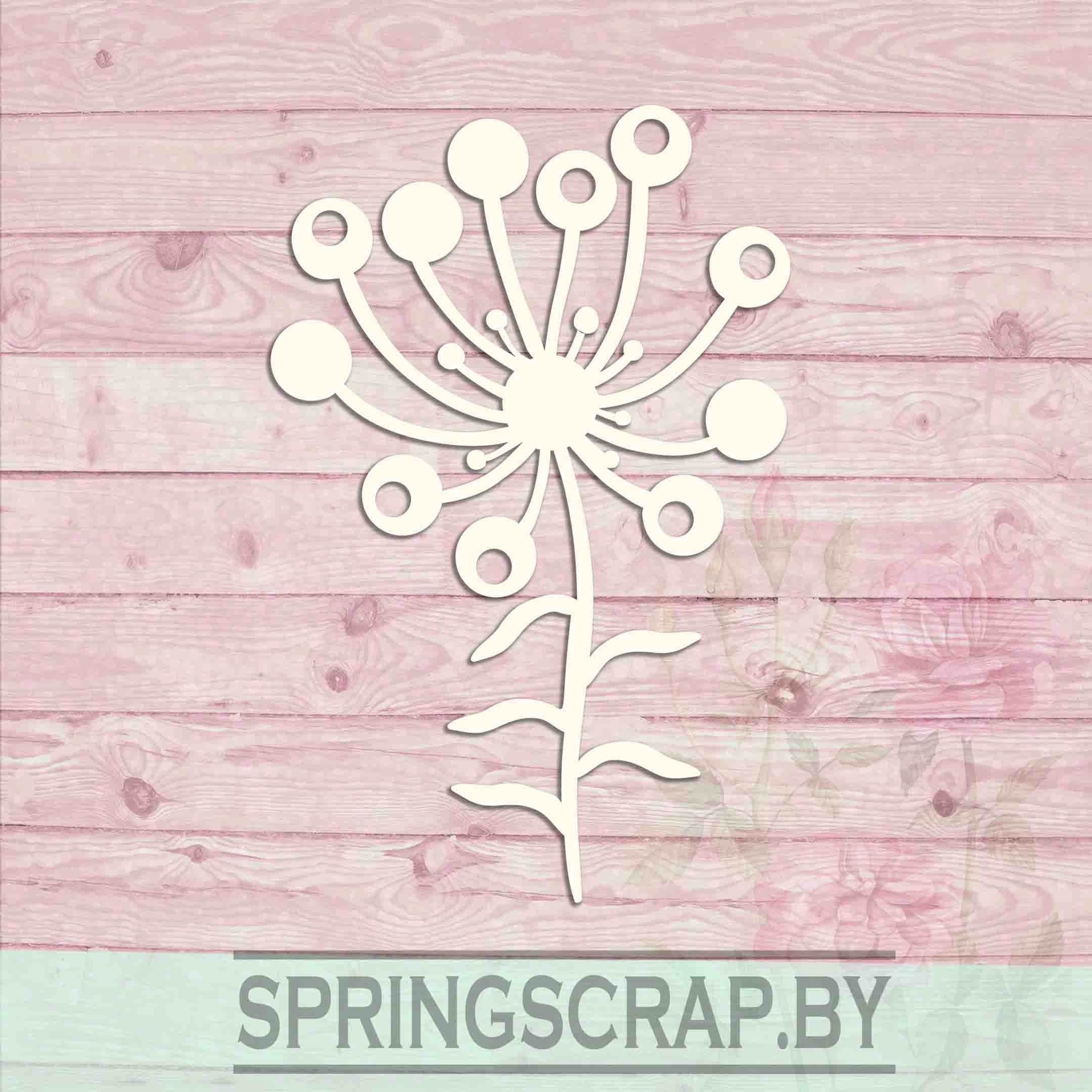 Chipboard Ramo Con Flor Círculos