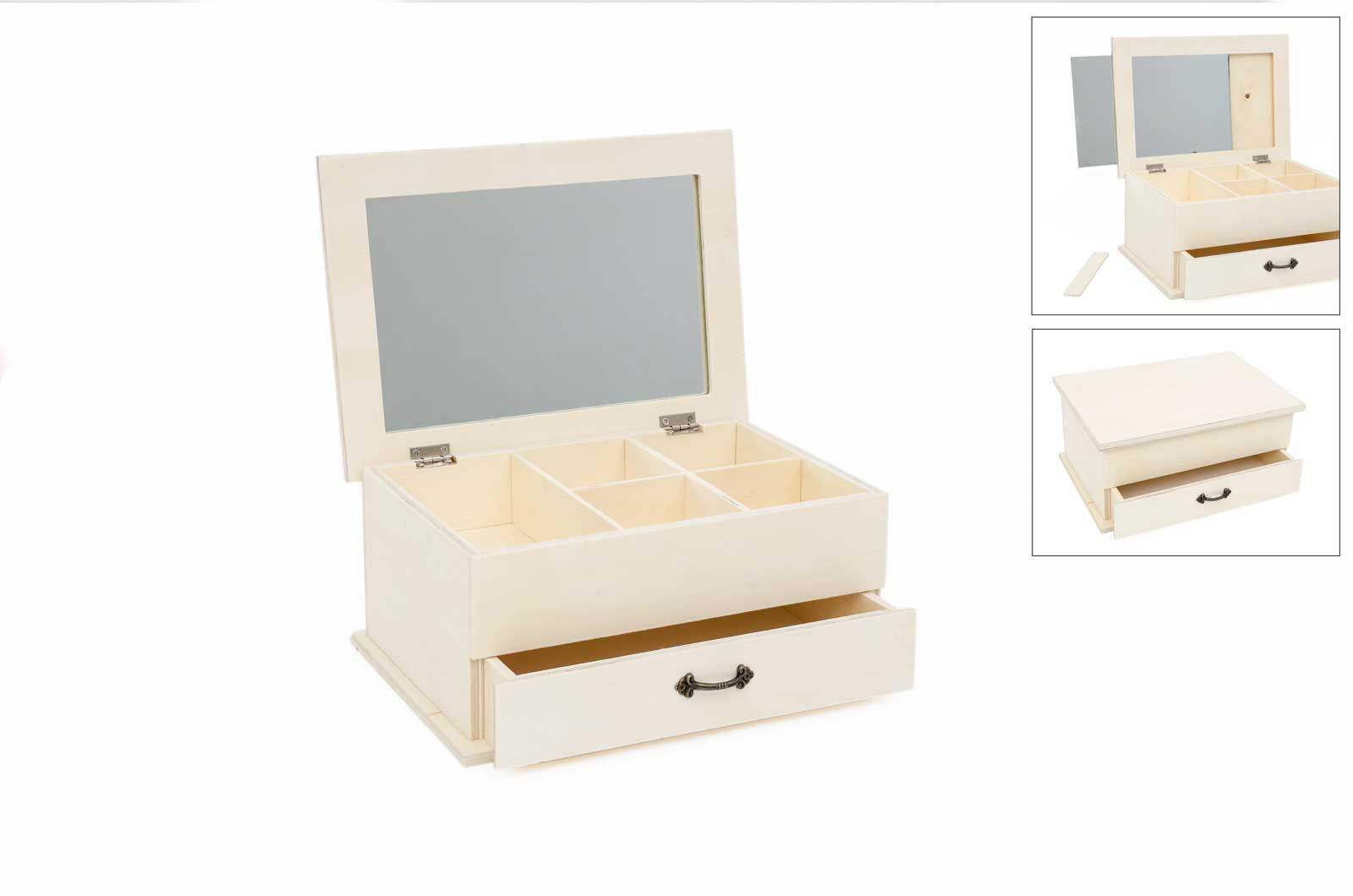 Caja Con Espejo Y Cajón 26.5X18.5X12 Cm