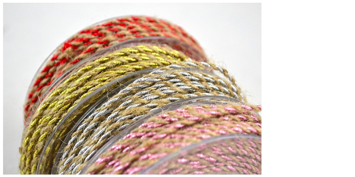 Cordón Natural Y Rosa Metalizado Trenzado