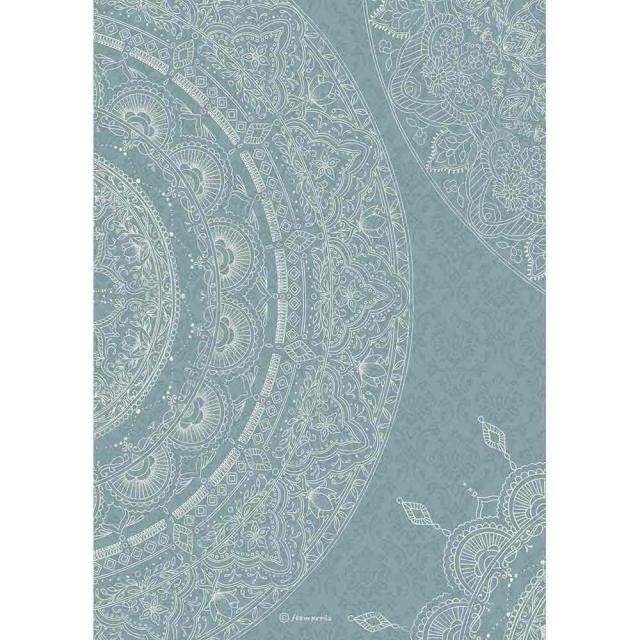 Papel De Arroz Mandala Fondo Azul Din-A4