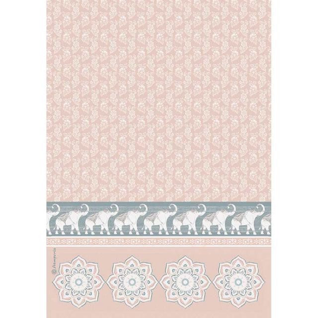 Papel De Arroz Color Rosa Con Elefantes Din-A4