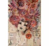 Papel De Arroz  Mujer Con Rosas Din-A4