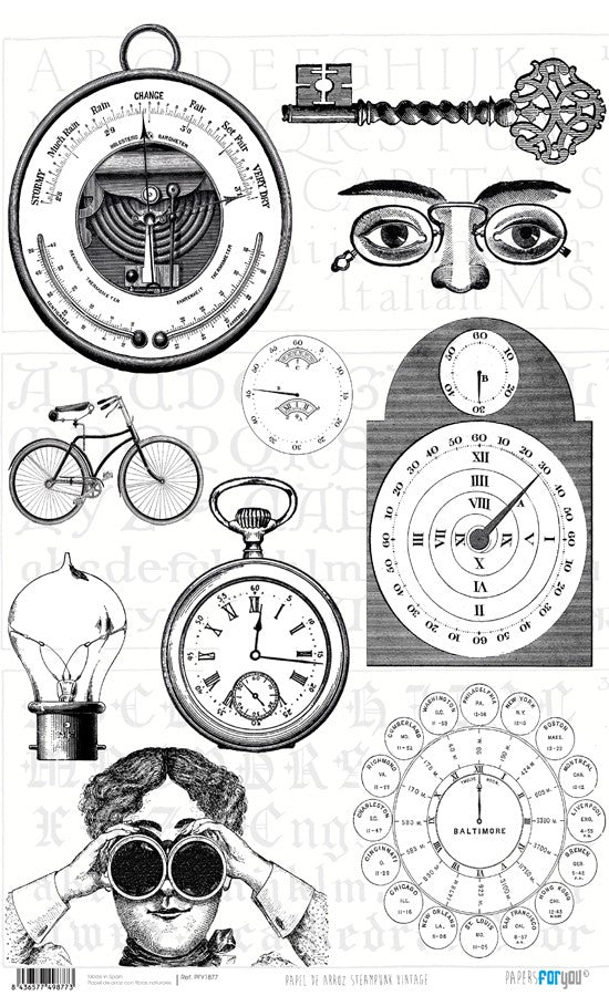 Papel De Arroz Steampunk Vintage Din-A3