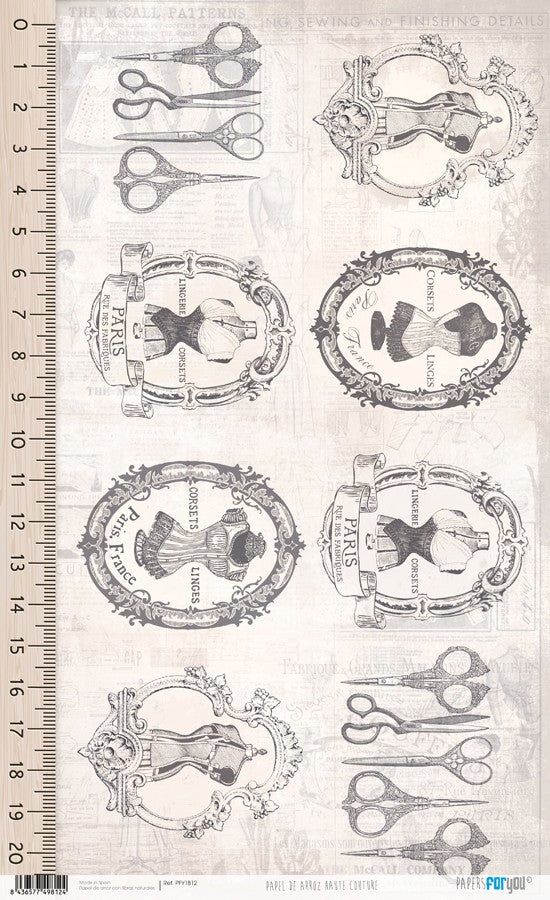 Papel De Arroz Con Motivos Costura 1 Din-A3