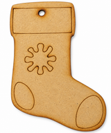 Calcetín navideño en madera DM 9x10,5 cm.