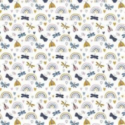 Tela Encuadernar Rainbow Y Butterflies 50X70
