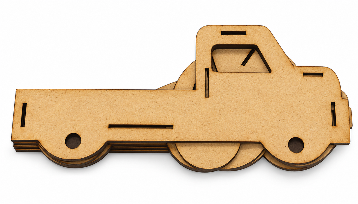 Kit Camioneta  vintage de madera DM 27x12 cm.