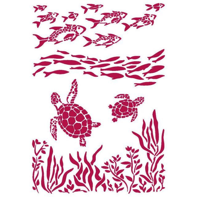 Stencil Sea Dream Peces Y Tortuga 21X30