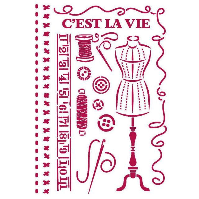 Stencil Costura Threads 21X30