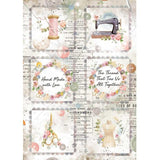 Papel De Arroz Mini Tarjetas Costura Din-A4
