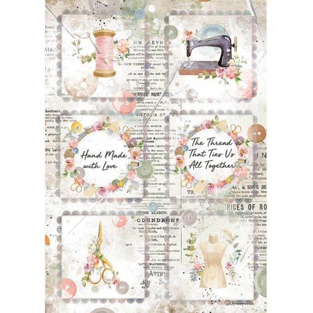 Papel De Arroz Mini Tarjetas Costura Din-A4