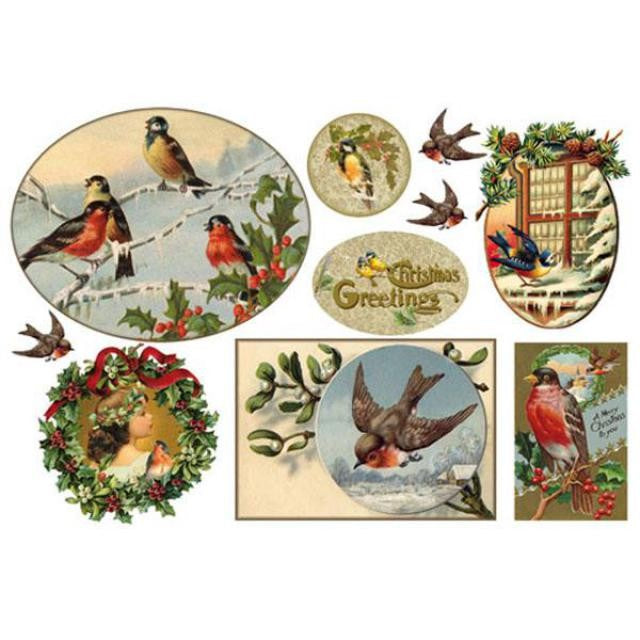 Papel De Arroz Feliz Navidad Pájaros Din-A3