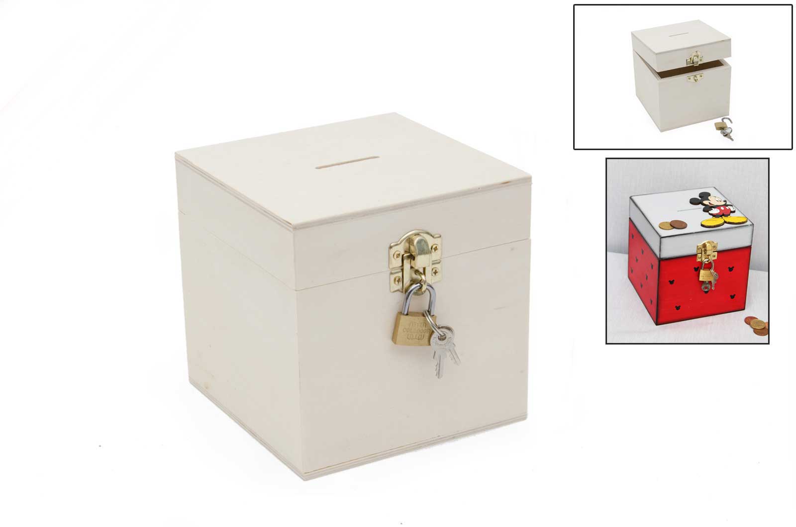 Caja Hucha Con Candado 13x13x13 Cm