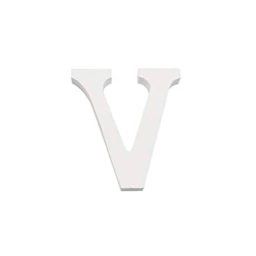 Letra V Madera Blanca 11 Cm