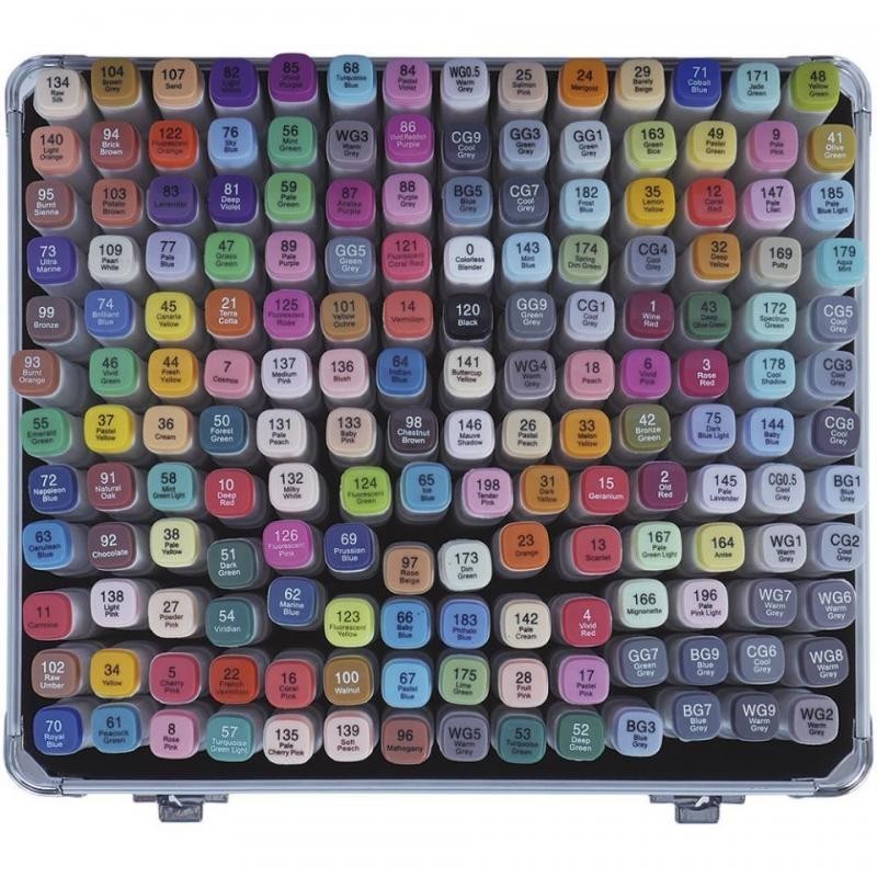 Set 168 Rotuladores ART Flow base de Alcohol con maletín metálico mint (BISEL 6MML/FINO 1MM)