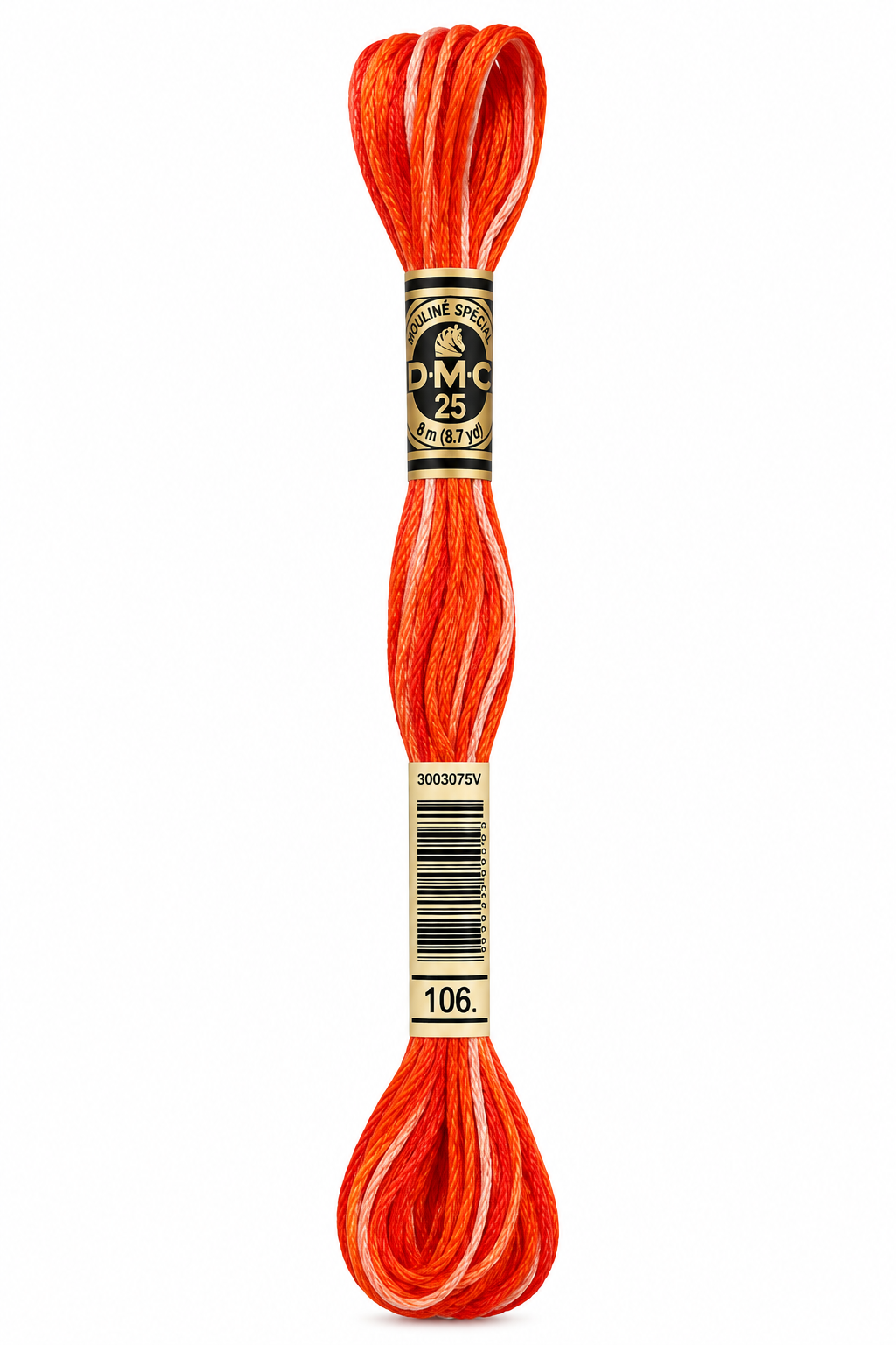 Hilo Dmc Mouliné 106 Especial rojo anaranjado/coral con rosa claro