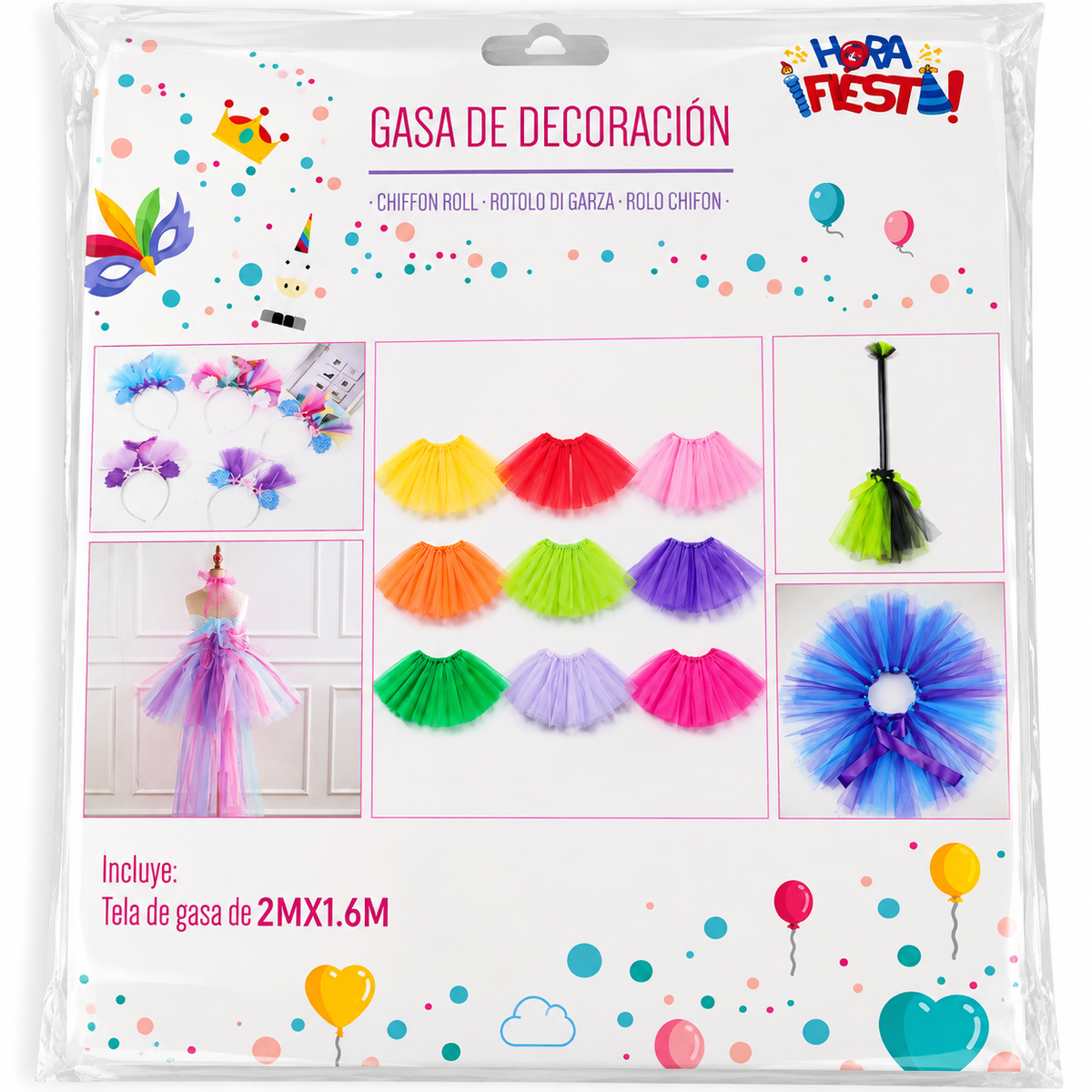 Tul gasa chiflón de decoración 2Mx1,6M gris 05395