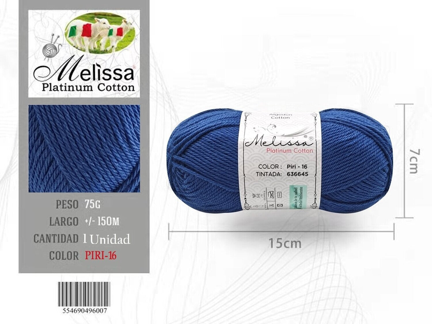 Lana De Algodón Piri Color Azul 16