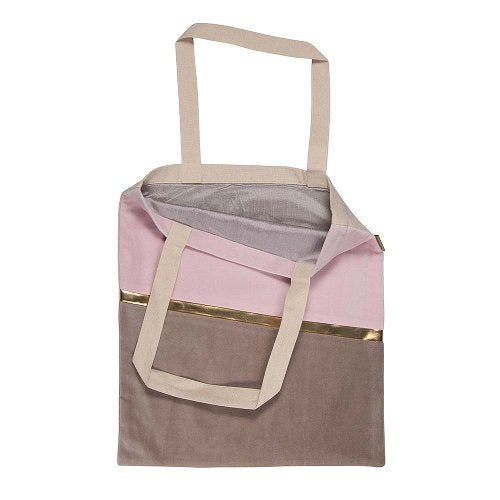 Bolso Terciopelo Rosado Y Beis