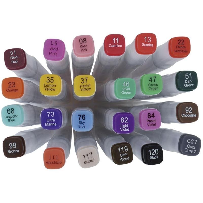 Set 60 Rotuladores Twin Brush  Base De Alcohol Con maletin plastico (punta fina y punta pincel