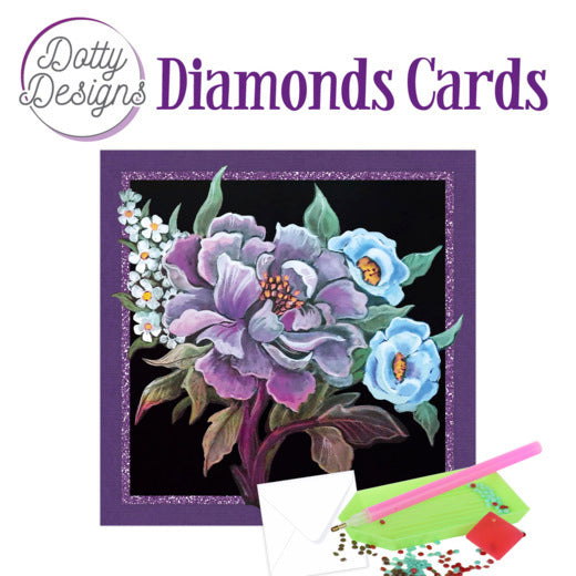 Kit Tarjeta Con Diamantes Peonia Morada