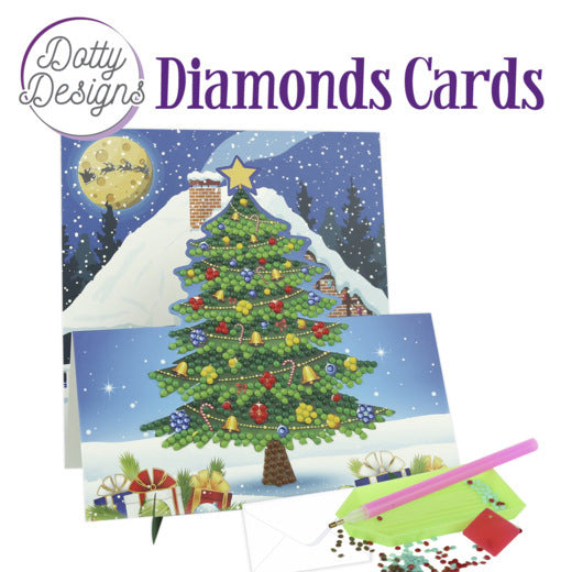 Kit Tarjeta Con Diamantes Arbol Navidad Decorado