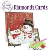 Kit Tarjeta Con Diamantes Muñecos Nieve