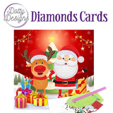Kit Tarjeta Con Diamantes Ciervo Y Papá Noel
