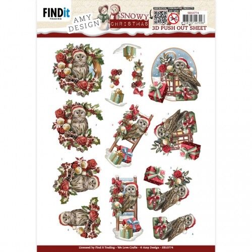 Hoja Recortada 3D Búhos Navidad