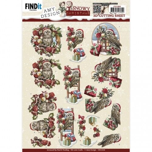 Hoja 3D Búhos Navidad