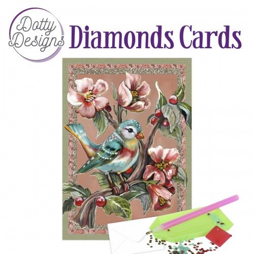 Kit Tarjeta Con Diamantes Pajáro Azul