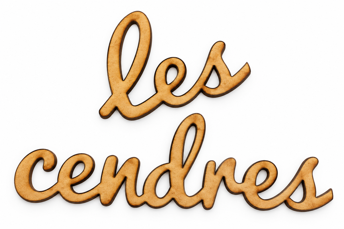 Les cendres letras en madera DM 9x3 cm.