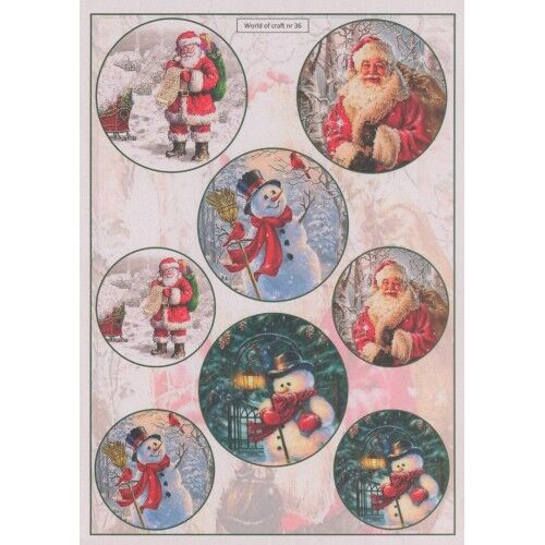 Hoja Para Recortar Papá Noel Y Muñeco Nieve