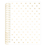 Planner Agenda color blanco con Foil de corazones dorado con bolígrafo