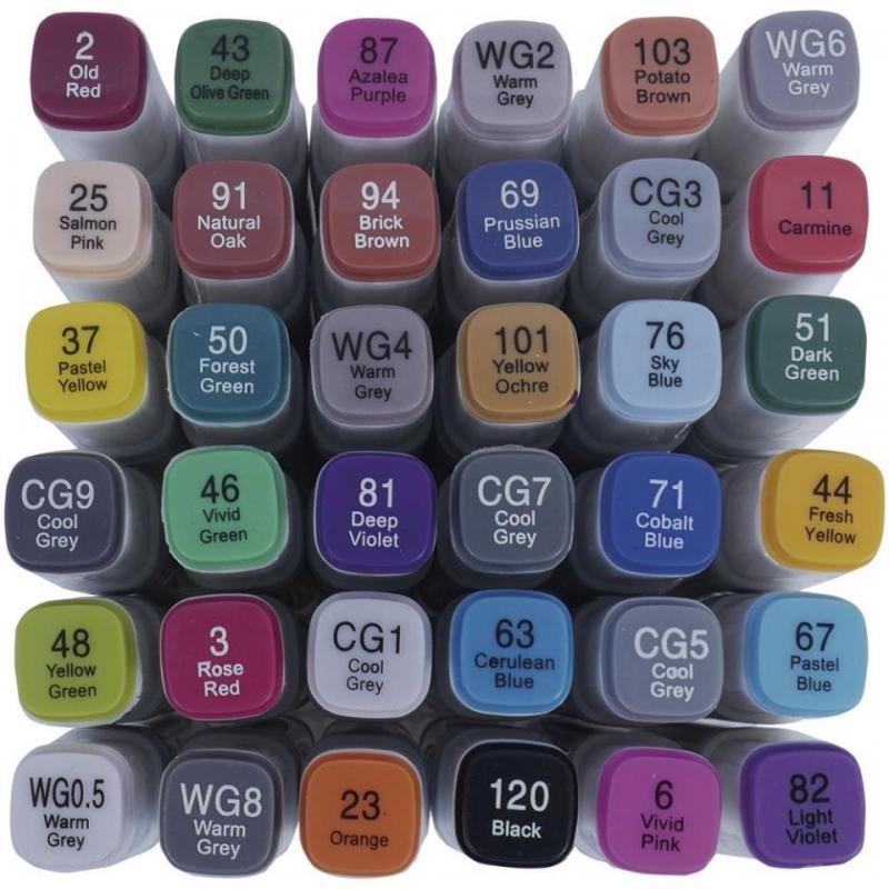 Set 36  Rotuladores Art Flow cpn base Alcohol maletin plastico (bisel 6mm/fino 1mm