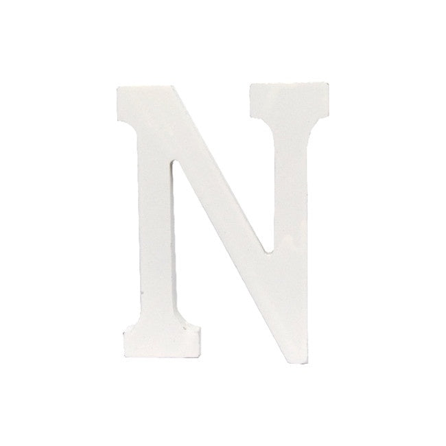 Letra N Madera Blanca 11 Cm
