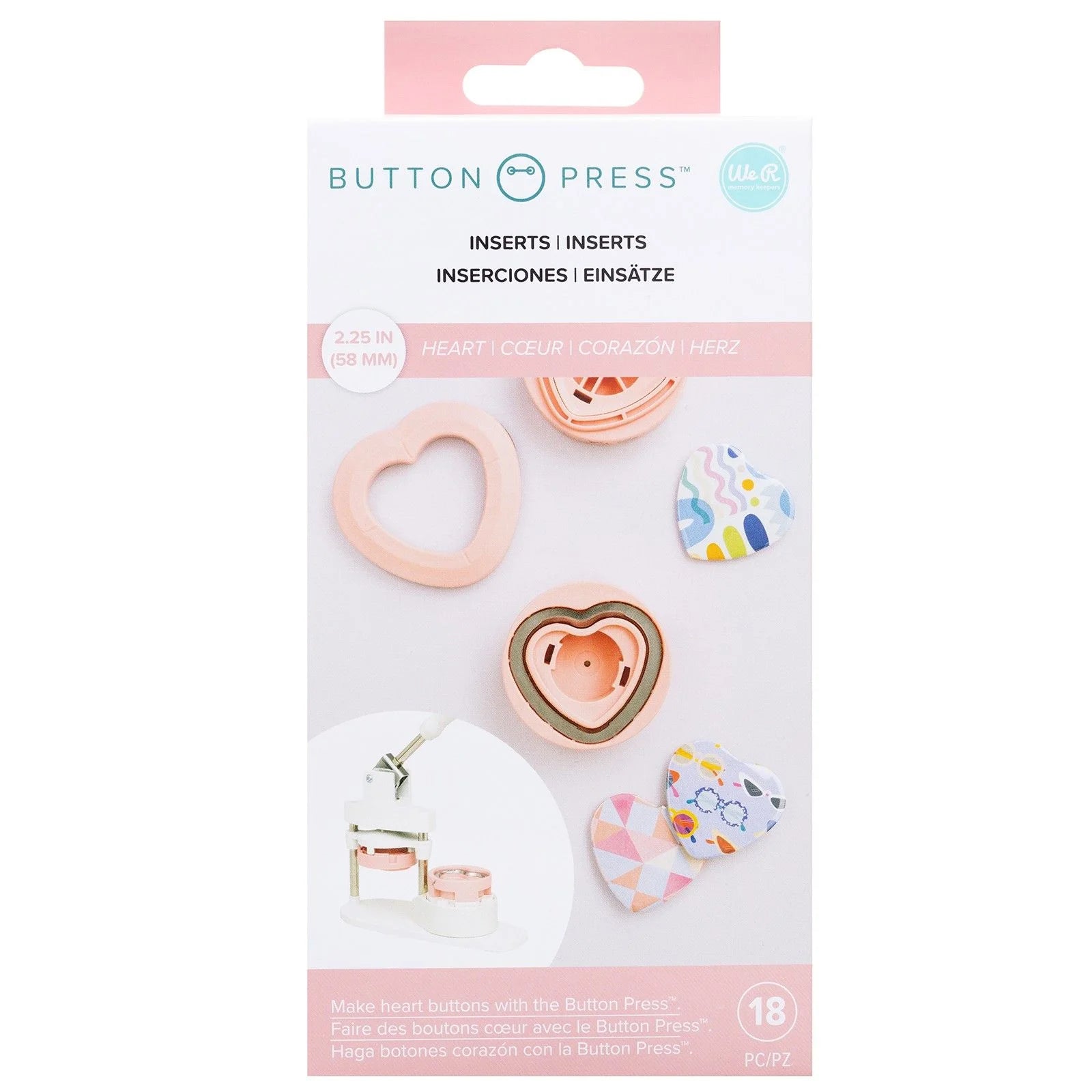inserciónes botón press en forma de corazón