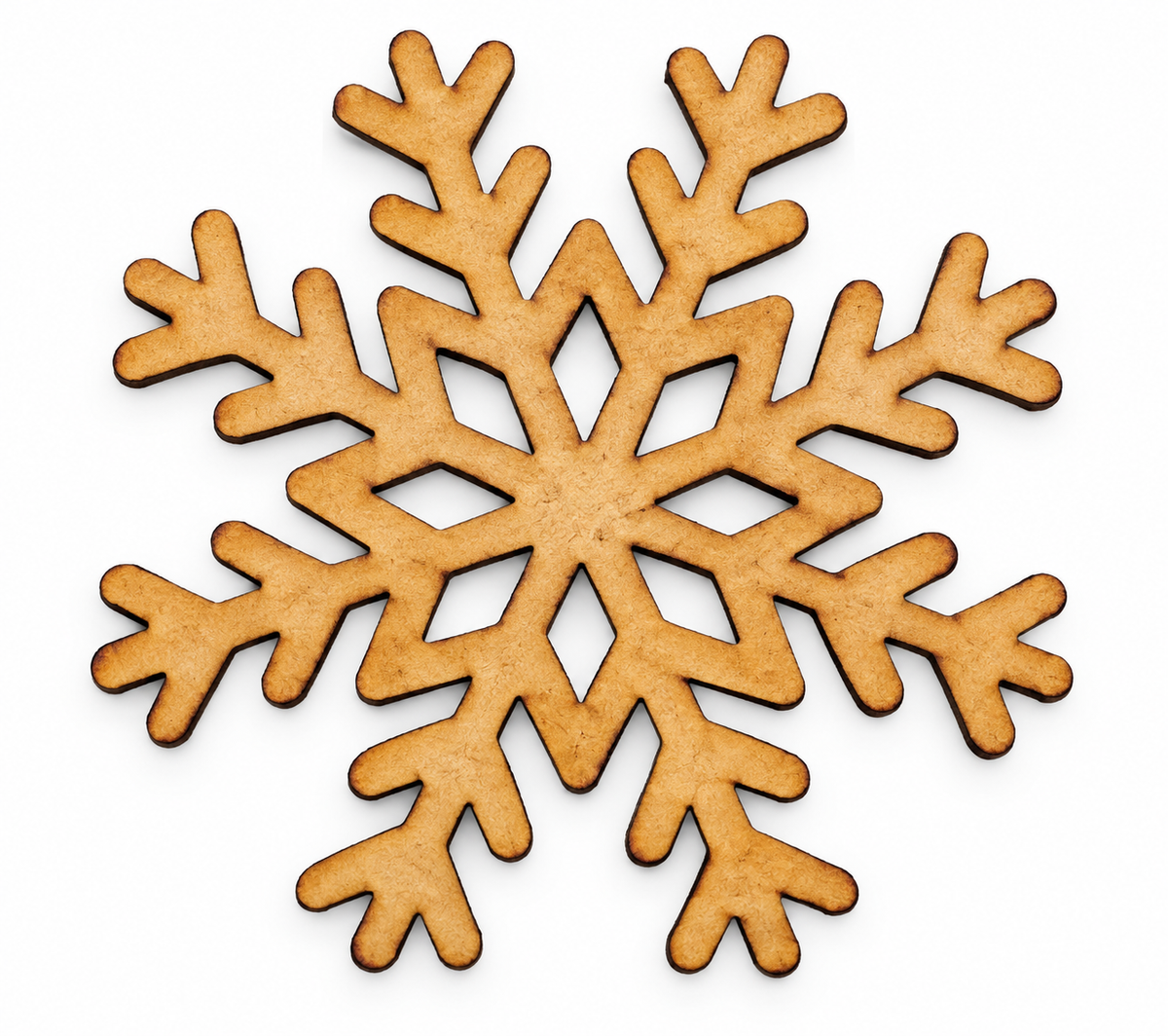 Copo de nieve  calado en madera DM 4x4 cm.