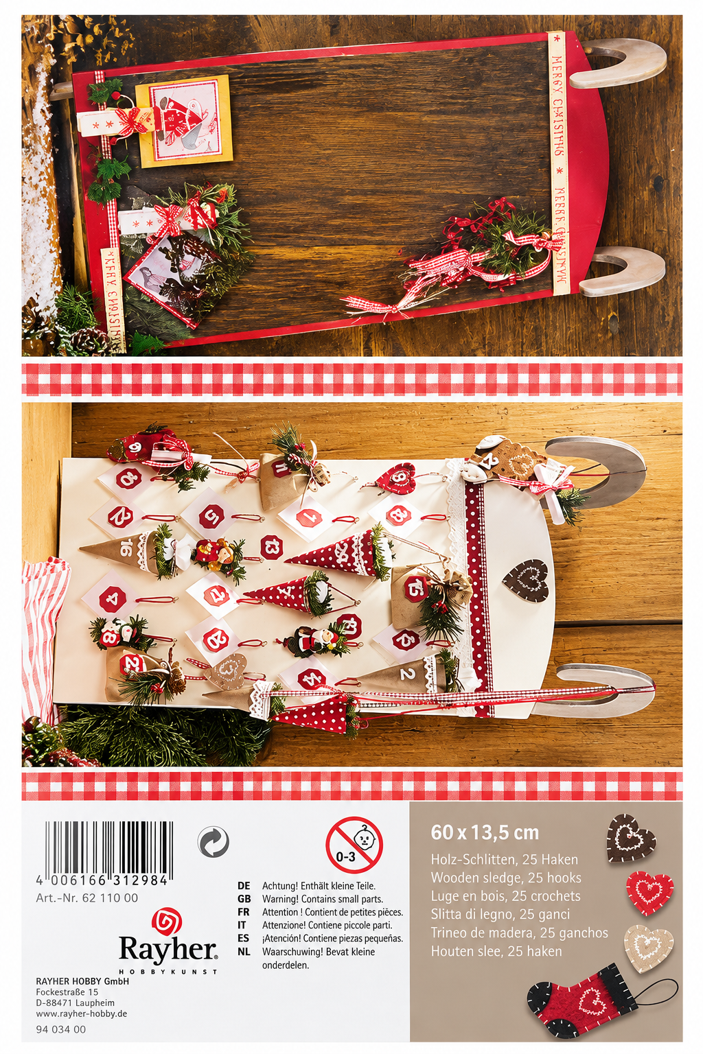 Kit Trineo de madera para calendario de adviento - Rayher