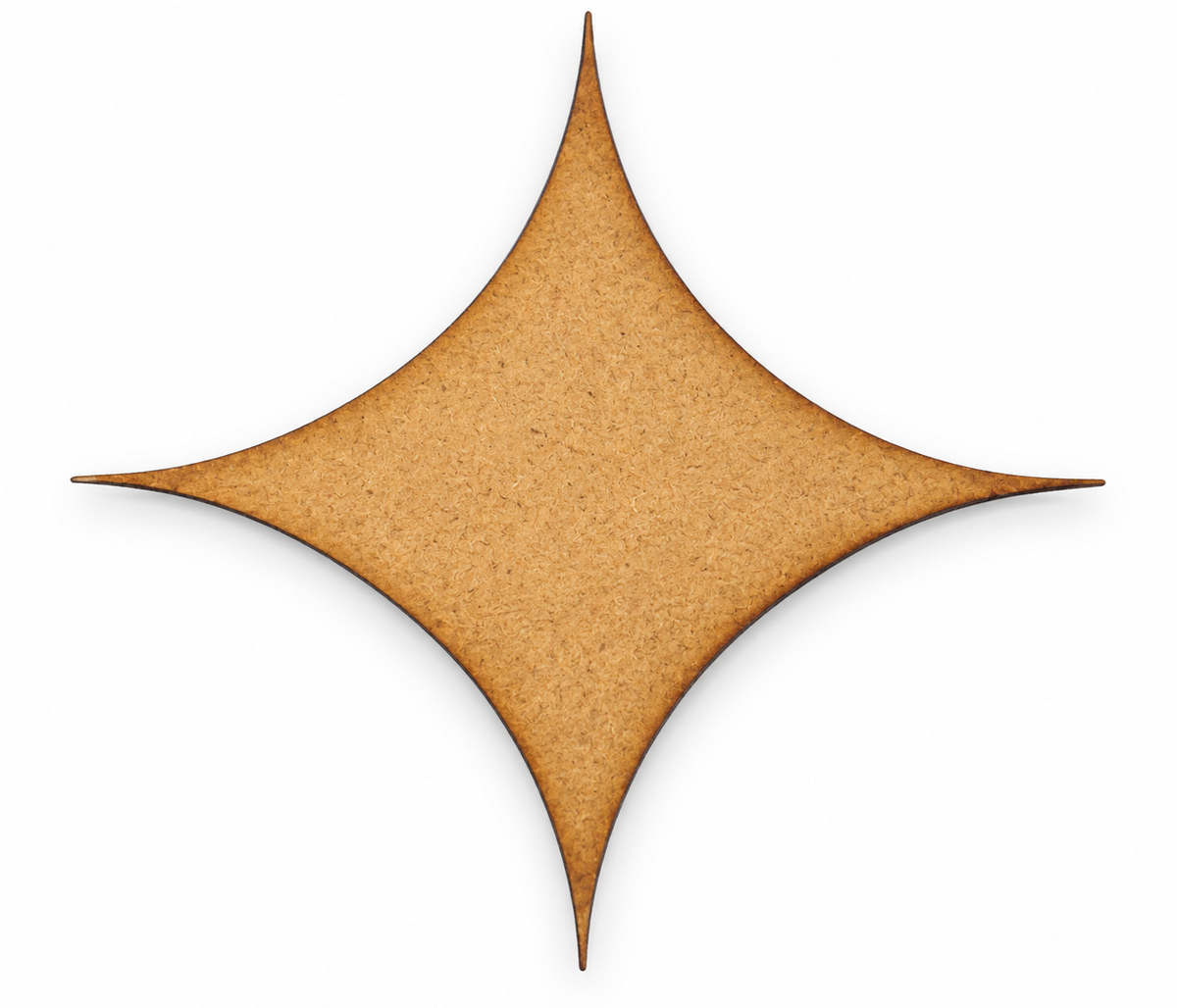 Estrella de cuatro puntas en madera DM 8x8 cm.