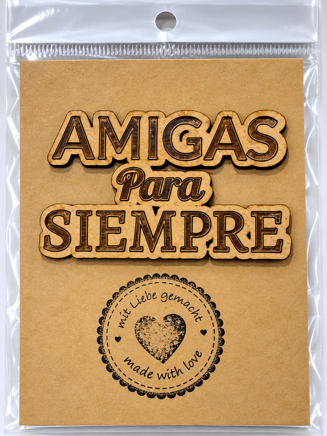 Amigas para siempre madera 1,5 cm altura letra