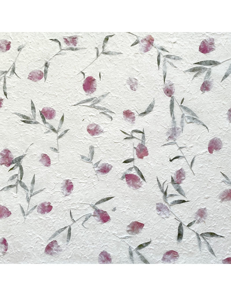 Papel Artesanal con hojas u flores Boganvilla roja th799
