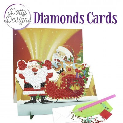 Kit Tarjeta Con Diamantes Papá Noel Con Trineo