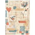 Papel de arroz A4 - family Pajaro de retazos color