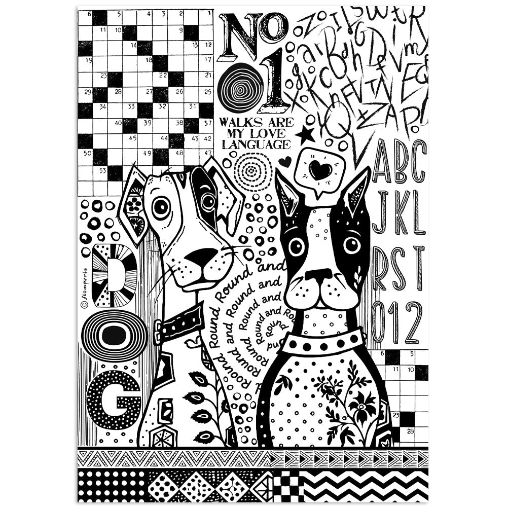 Papel de arroz A4 Furry Friends impression de un solo color perro