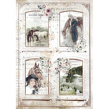 Papel De Arroz Romantic Horses 4 Marcos Din-A4