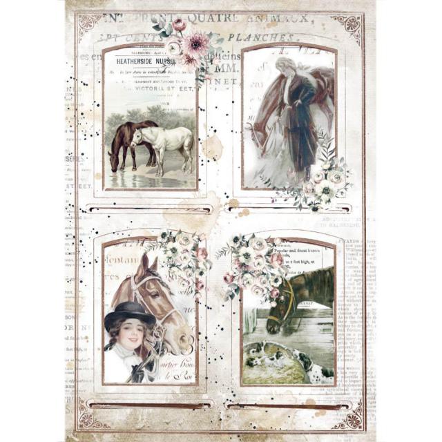 Papel De Arroz Romantic Horses 4 Marcos Din-A4