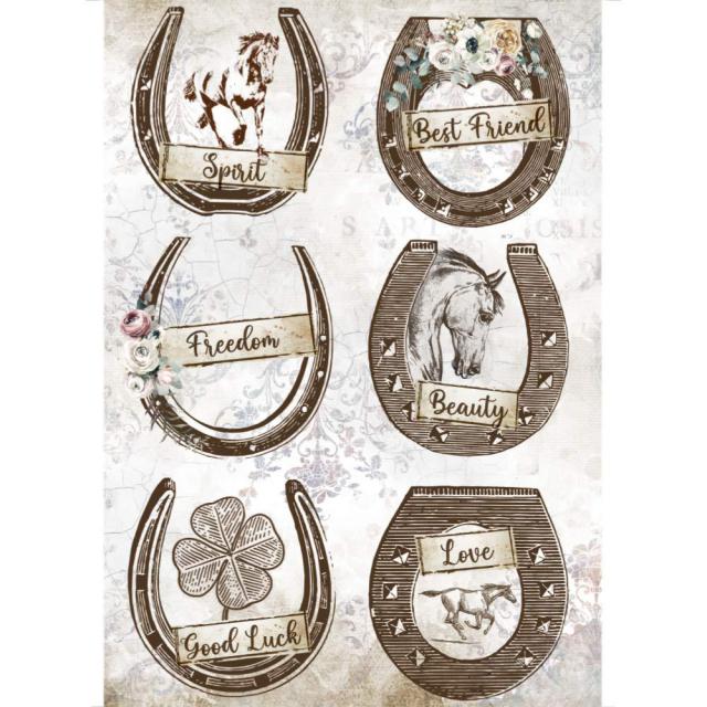 Papel De Arroz Romantic Horses Herradura Din-A4