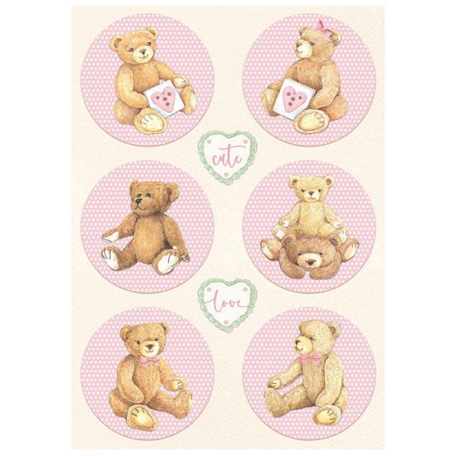 Papel De Arroz Daydream Círculos Oso Rosa Din-A4