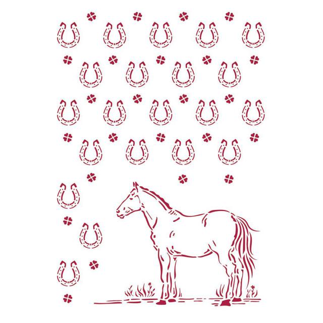 Stencil Romantic Horses Herradura 21X30